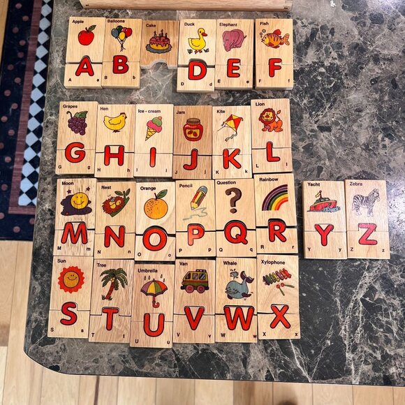 Wooden Alphabet Puzzle Pictures Storage Box Kids Educational Toy Melissa & Doug? - Picture 13 of 13